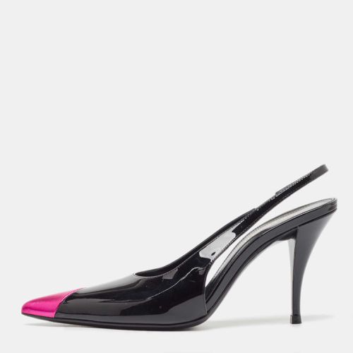 Saint Laurent Black/Pink Patent and Leather Slingback Pumps Size 36 - Saint Laurent Paris - Modalova