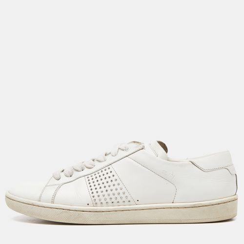 Saint Laurent White Leather Crystal Embellished Low Top Sneakers Size 38.5 - Saint Laurent Paris - Modalova