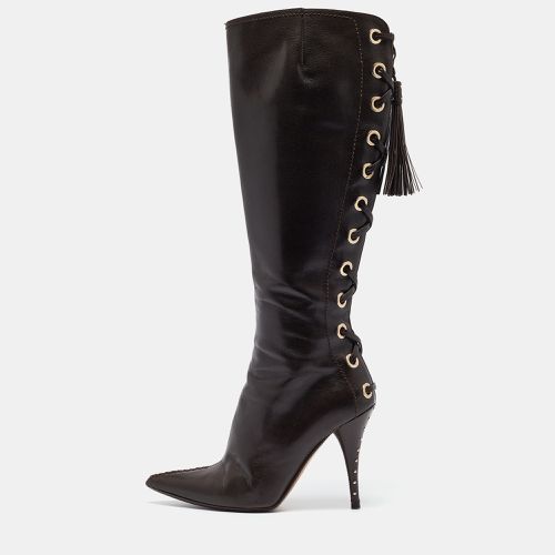 Saint Laurent Leather Lace Up Midcalf Boots Size 37.5 - Saint Laurent Paris - Modalova