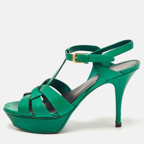 Saint Laurent Green Leather Tribute Sandals Size 38 - Saint Laurent Paris - Modalova