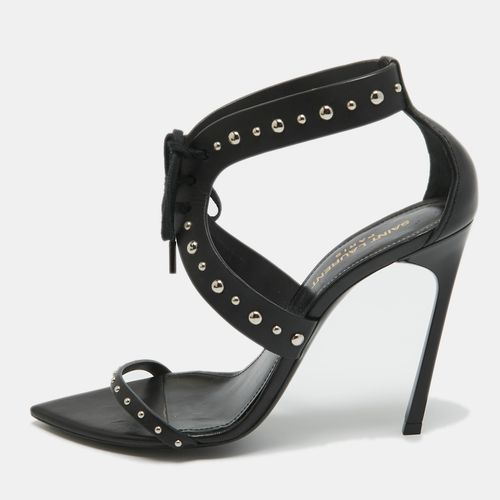 Saint Laurent Black Leather iris Studded Ankle Strap Sandals Size 38 - Saint Laurent Paris - Modalova