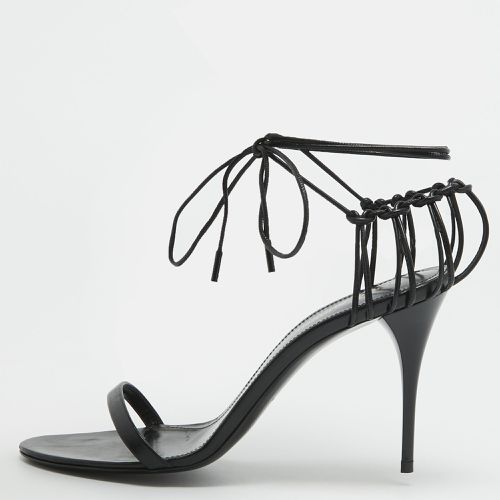 Saint Laurent Black Leather Ankle Strap Sandals Size 38 - Saint Laurent Paris - Modalova