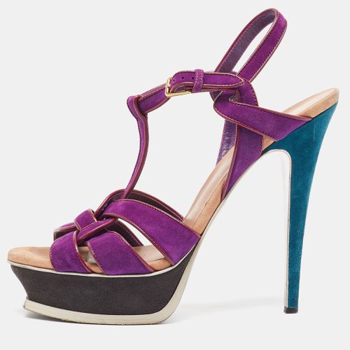 Saint Laurent Purple Suede Tribute Sandals Size 39 - Saint Laurent Paris - Modalova