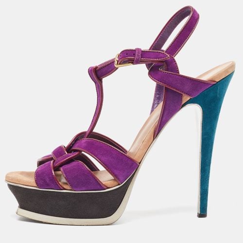 Yves Saint Laurent Purple Suede Tribute Sandals Size 39 - Saint Laurent Paris - Modalova