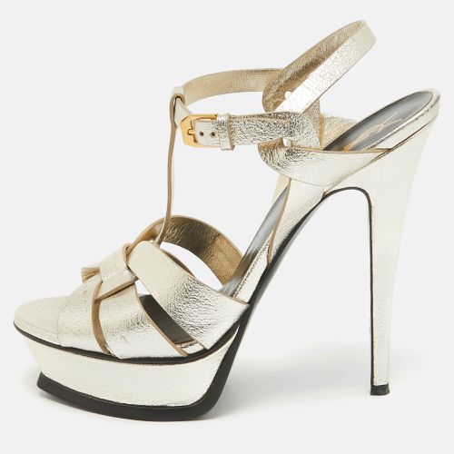 Saint Laurent Gold Leather Tribute Sandals Size 39 - Saint Laurent Paris - Modalova