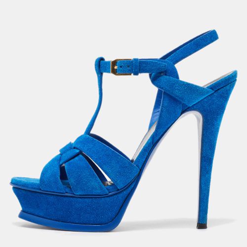 Saint Laurent Blue Suede Tribute Sandals Size 38 - Saint Laurent Paris - Modalova