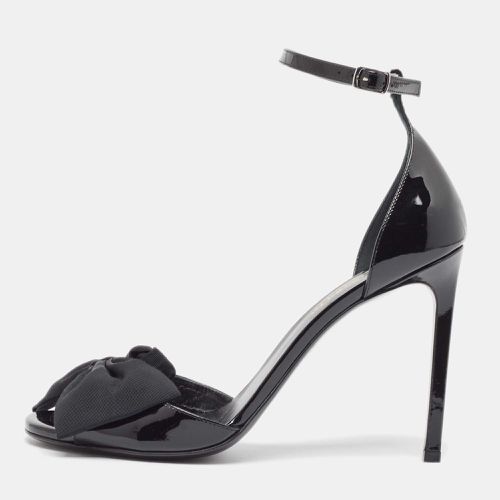 Saint Laurent Black Patent Jane Bow Ankle Strap Sandals Size 38.5 - Saint Laurent Paris - Modalova