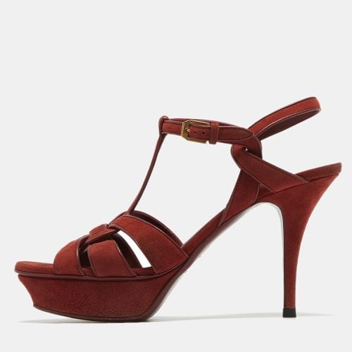 Saint Laurent Red Suede Tribute Platform Sandals Size 40 - Saint Laurent Paris - Modalova