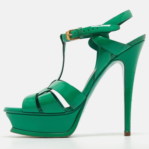 Saint Laurent Green Patent Tribute Ankle Strap Sandals Size 38 - Saint Laurent Paris - Modalova