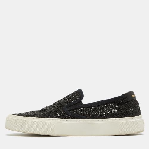 Saint Laurent Black Glitter Slip On Sneakers Size 37.5 - Saint Laurent Paris - Modalova