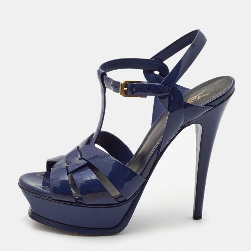 Saint Laurent Blue Patent Leather Tribute Sandals Size 37 - Saint Laurent Paris - Modalova