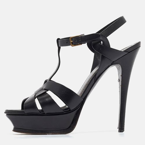 Saint Laurent Black Leather Tribute Sandals Size 39.5 - Saint Laurent Paris - Modalova