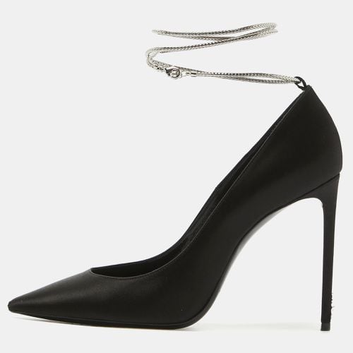 Saint Laurent Black Satin Pointed Toe Pumps Size 38 - Saint Laurent Paris - Modalova