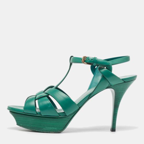 Saint Laurent Green Leather Tribute Sandals Size 39.5 - Saint Laurent Paris - Modalova