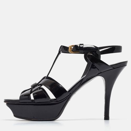 Saint Laurent Black Patent Leather Tribute Sandals Size 36 - Saint Laurent Paris - Modalova