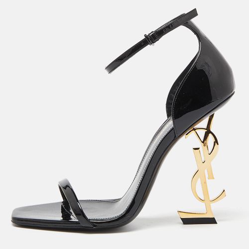 Saint Laurent Black Patent Leather Opyum Ankle Strap Sandals 37 - Saint Laurent Paris - Modalova