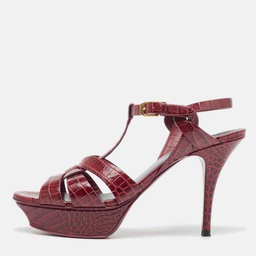 Saint Laurent Plum Embossed Crocodile Tribute Sandals Size 39 - Saint Laurent Paris - Modalova