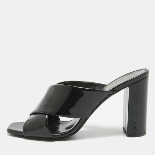 Saint Laurent Black Patent Leather Loulou Slide Sandals Size 37.5 - Saint Laurent Paris - Modalova