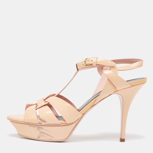 Saint Laurent Peach Pink Patent Leather Tribute Sandals Size 40 - Saint Laurent Paris - Modalova