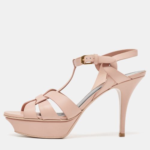 Saint Laurent Light Pink Leather Tribute Sandals Size 39 - Saint Laurent Paris - Modalova