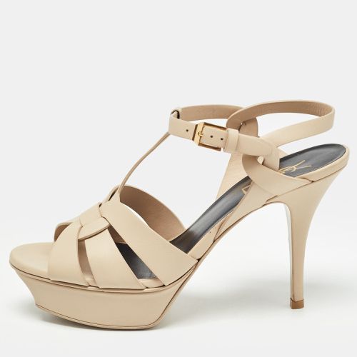 Saint Laurent Beige Leather Tribute Sandals Size 38 - Saint Laurent Paris - Modalova