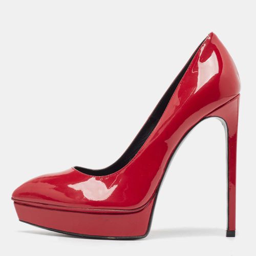 Saint Laurent Dark Red Patent Leather Janis Pumps Size 38 - Saint Laurent Paris - Modalova