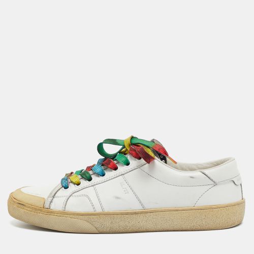 Saint Laurent White Leather Lace Up Sneakers Size 37.5 - Saint Laurent Paris - Modalova