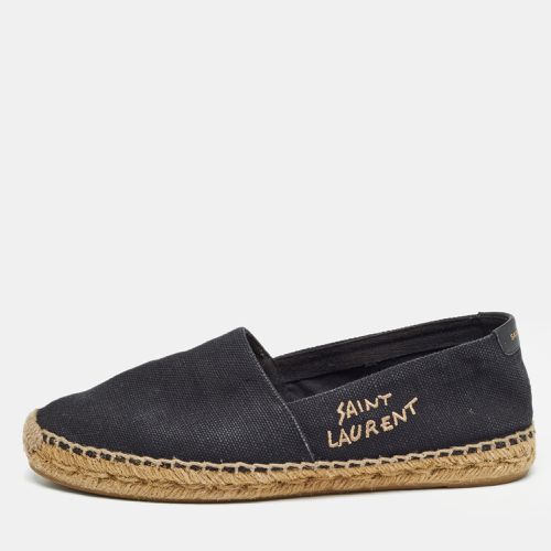 Saint Laurent Black Canvas Embroidered Espadrille Flats Size 38 - Saint Laurent Paris - Modalova