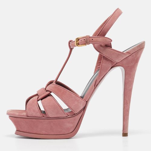 Saint Laurent Pink Suede Tribute Sandals Size 40 - Saint Laurent Paris - Modalova