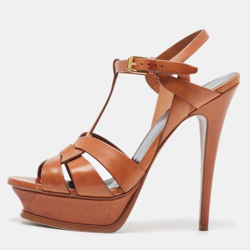 Saint Laurent Brown Leather Tribute Sandals Size 40 - Saint Laurent Paris - Modalova