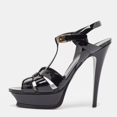 Saint Laurent Black Patent Leather Tribute Sandals Size 38 - Saint Laurent Paris - Modalova