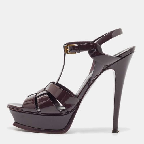 Saint Laurent Burgundy Patent Tribute Sandals Size 40 - Saint Laurent Paris - Modalova