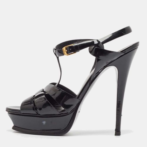 Saint Laurent Black Patent Leather Tribute Sandals Size 40 - Saint Laurent Paris - Modalova