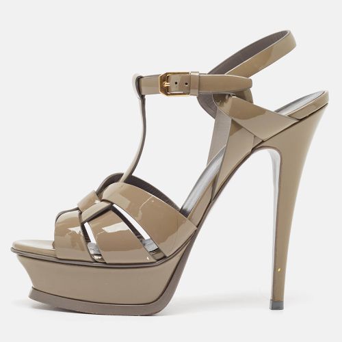 Saint Laurent Green Patent Tribute Platform Sandals Size 37 - Saint Laurent Paris - Modalova