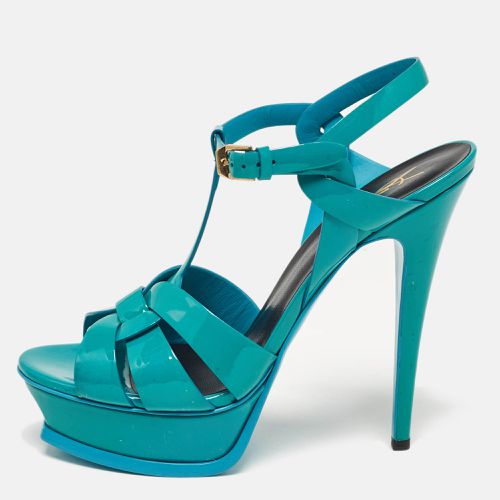 Saint Laurent Green Patent Leather Tribute Platform Sandals 39 - Saint Laurent Paris - Modalova