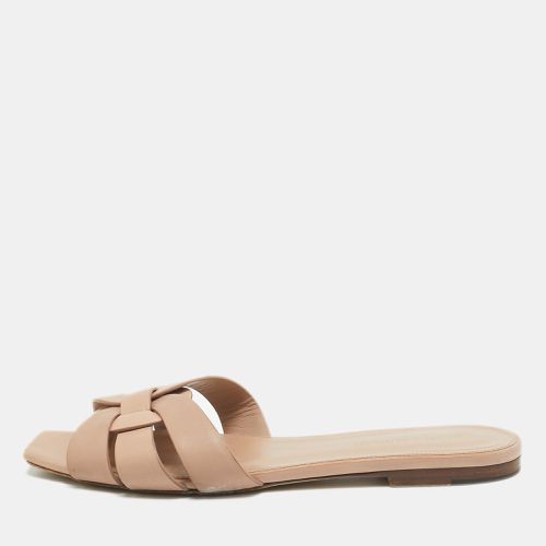 Saint Laurent Pink Leather Tribute Flat Slides Size 38 - Saint Laurent Paris - Modalova