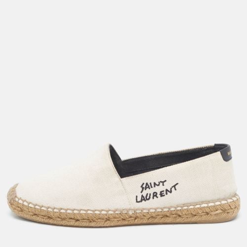 Saint Laurent Paris Beige Canvas Embroidered Slip On Espadrille Loafers 39 - Saint Laurent Paris - Modalova