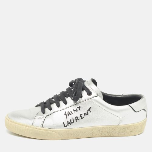 Saint Laurent Silver Leather Court Classic Sneakers Size 39.5 - Saint Laurent Paris - Modalova