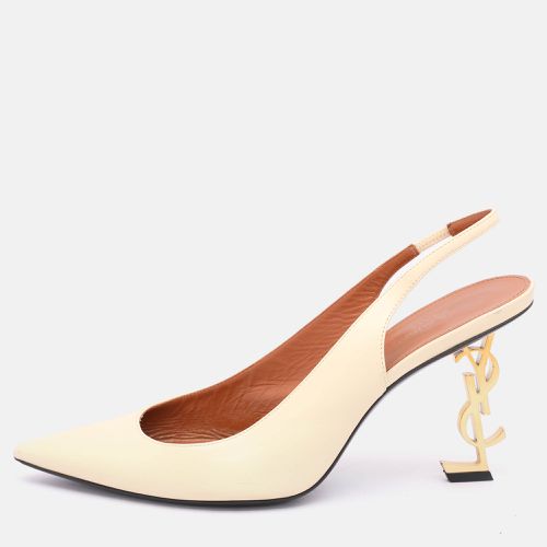 Saint Laurent Cream Leather Opyum Slingback Pumps Size 41 - Saint Laurent Paris - Modalova