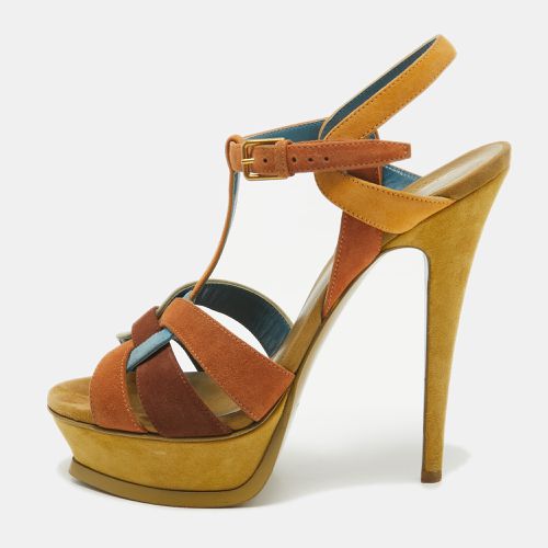 Saint Laurent Multicolor Suede Tribute Ankle Strap Sandals Size 37 - Saint Laurent Paris - Modalova