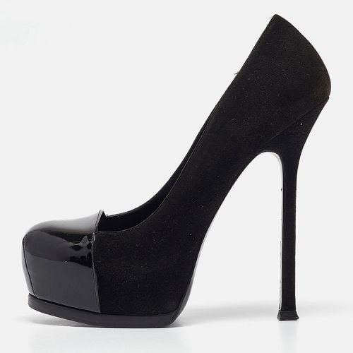 Saint Laurent Black Patent Leather and Suede Tribtoo Platform Pumps Size 36 - Saint Laurent Paris - Modalova