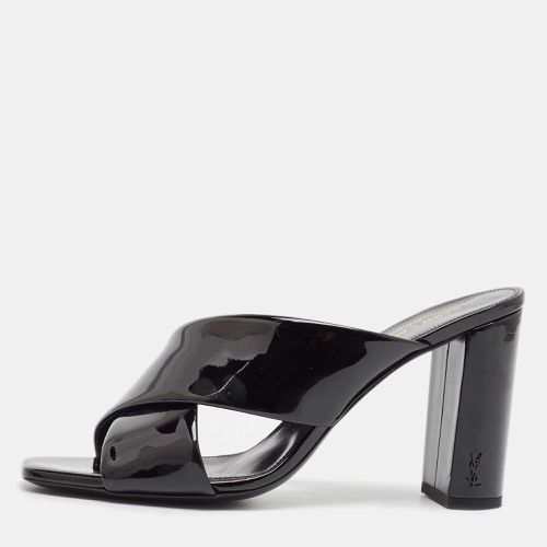 Saint Laurent Black Patent Leather Loulou Ankle Strap Sandals Size 38.5 - Saint Laurent Paris - Modalova