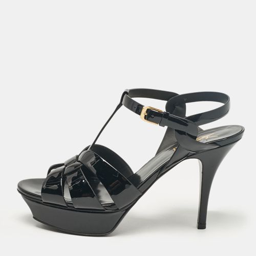 Saint Laurent Black Patent Leather Tribute Ankle Strap Sandals Size 38.5 - Saint Laurent Paris - Modalova