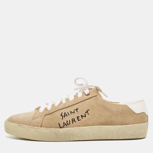 Saint Laurent Beige Suede Court Classic Lace Up Sneakers Size 37 - Saint Laurent Paris - Modalova