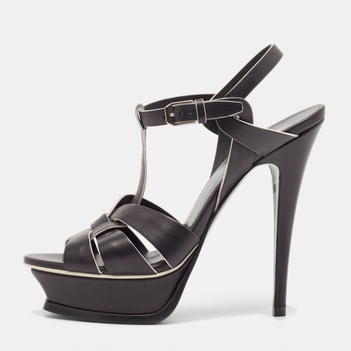 Saint Laurent Black Leather Tribute Sandals Size 38 - Saint Laurent Paris - Modalova