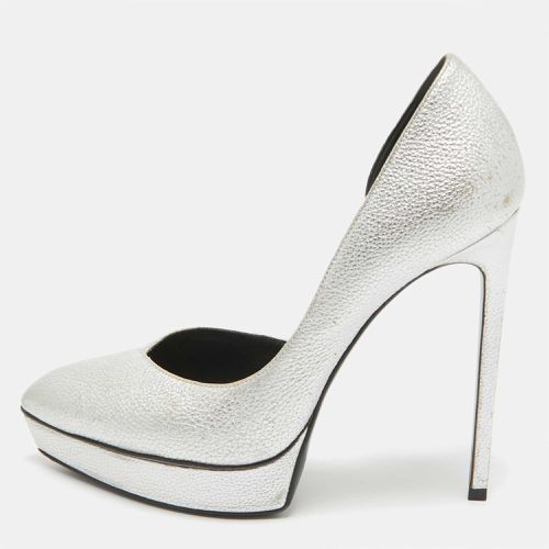 Saint Laurent Silver Leather Janis D'orsay Pumps Size 39 - Saint Laurent Paris - Modalova