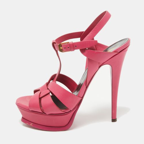 Saint Laurent Pink Leather Tribute Sandals Size 37.5 - Saint Laurent Paris - Modalova