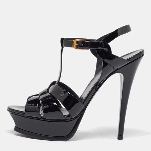 Saint Laurent Black Patent Leather Tribute Platform Sandals Size 39 - Saint Laurent Paris - Modalova