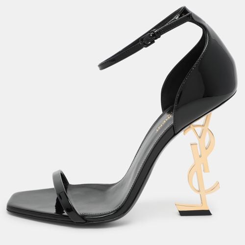 Saint Laurent Black Patent Leather Opyum Ankle Strap Sandals Size 40 - Saint Laurent Paris - Modalova