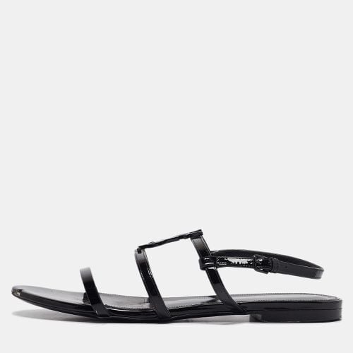 Saint Laurent Black Patent Leather Cassandra Flat Sandals Size 38 - Saint Laurent Paris - Modalova